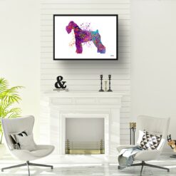 watercolour splash dogs schnauzer print landscape framed art print a4 office