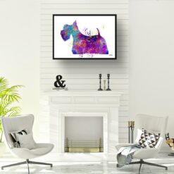 Scottish Terrier Watercolour Splash Print - Dog Inspired Framed & Unframed Wall Art 11 watercolour splash dogs scottish terrier print landscape framed art print a4 office