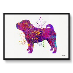 Shar Pei Watercolour Splash Print - Dog Inspired Framed & Unframed Wall Art