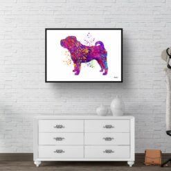 watercolour splash dogs shar pei print landscape framed art print 40x28 hall