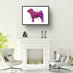 watercolour splash dogs shar pei print landscape framed art print a4 office