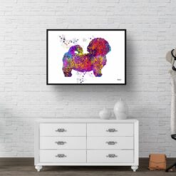 Shih Tzu Watercolour Splash Print - Dog Inspired Framed & Unframed Wall Art 9 watercolour splash dogs shih tzu print landscape framed art print 40x28 hall
