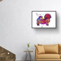 Shih Tzu Watercolour Splash Print - Dog Inspired Framed & Unframed Wall Art 10 watercolour splash dogs shih tzu print landscape framed art print 40x28 living room