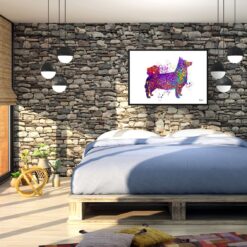 Swedish Vallhund Watercolour Splash Print - Dog Inspired Framed & Unframed Wall Art 7 watercolour splash dogs swedish vallhund print landscape framed art print 40x28 bedroom