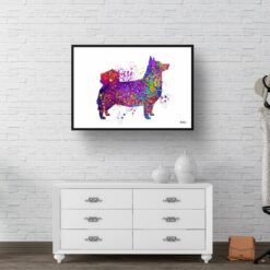 Swedish Vallhund Watercolour Splash Print - Dog Inspired Framed & Unframed Wall Art 8 watercolour splash dogs swedish vallhund print landscape framed art print 40x28 hall