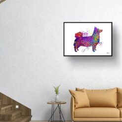 Swedish Vallhund Watercolour Splash Print - Dog Inspired Framed & Unframed Wall Art 9 watercolour splash dogs swedish vallhund print landscape framed art print 40x28 living room