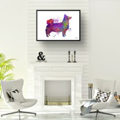 Swedish Vallhund Watercolour Splash Print - Dog Inspired Framed & Unframed Wall Art 10 watercolour splash dogs swedish vallhund print landscape framed art print a4 office