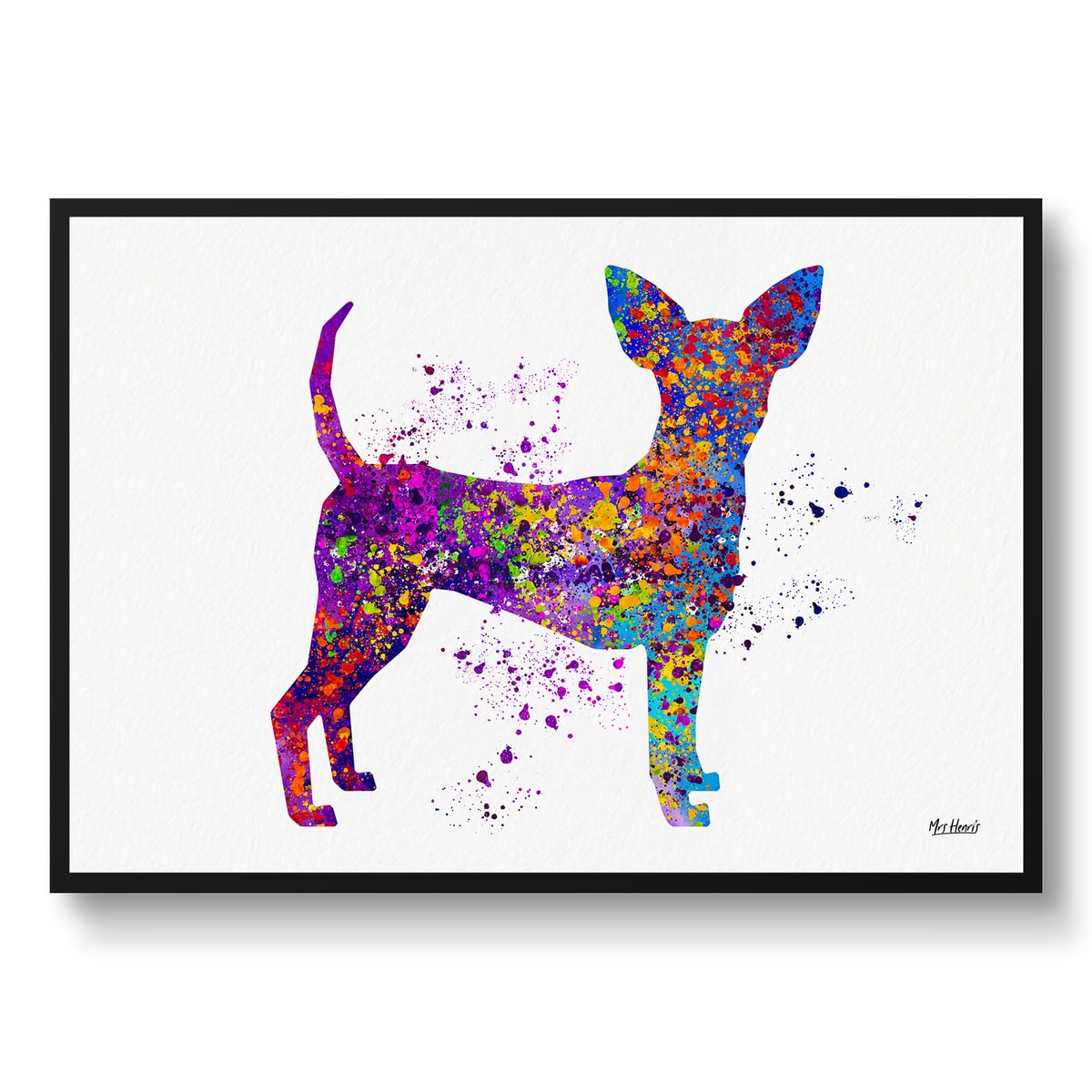 Toy Fox Terrier Watercolour Splash Print - Dog Inspired Framed & Unframed Wall Art 1 Toy Fox Terrier Watercolour Splash Print - Dog Inspired Framed & Unframed Wall Art