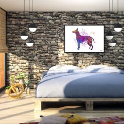 watercolour splash dogs xoloitzcuintli print landscape framed art print 40x28 bedroom