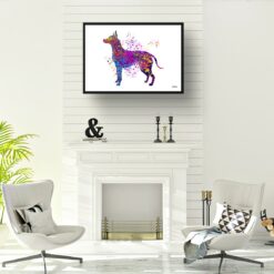 watercolour splash dogs xoloitzcuintli print landscape framed art print a4 office