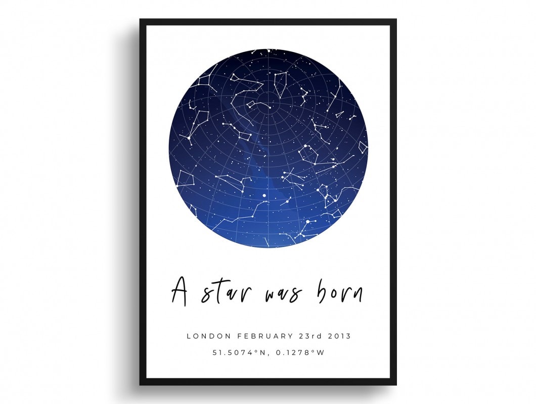 white background sky inside a star was born print front view white