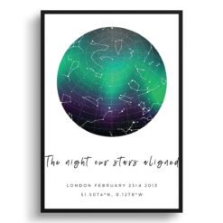 white background sky inside the night stars aligned print front view white