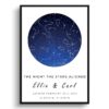White Background Space Custom Star Map - Personalized Constellation Map Print Framed & Unframed Wall Art 1 white background sky inside two lines blue print front view white