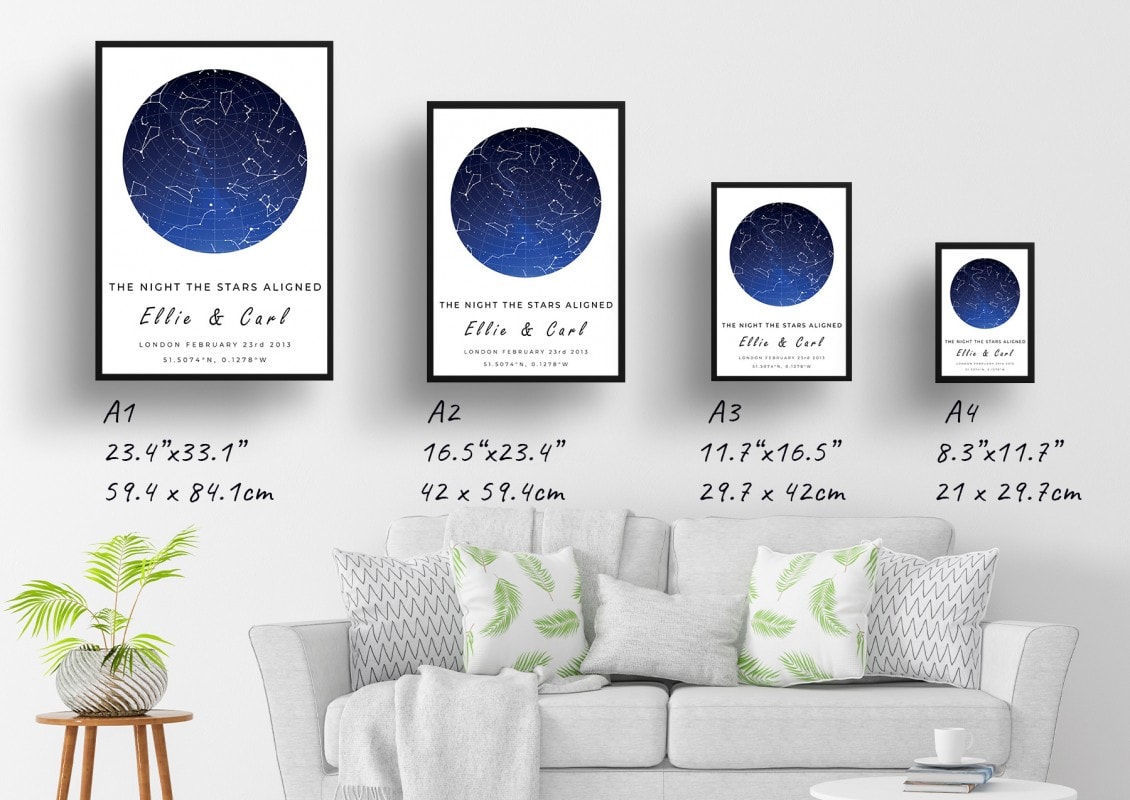 white background sky inside two lines blue print print size comparison