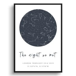 Classic White Background Custom Star Map - Personalized Constellation Map Print Framed & Unframed Wall Art 36 white background solid colour graphite handwritten print front view white