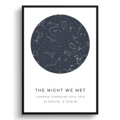Classic White Background Custom Star Map - Personalized Constellation Map Print Framed & Unframed Wall Art 38 white background solid colour graphite print front view white