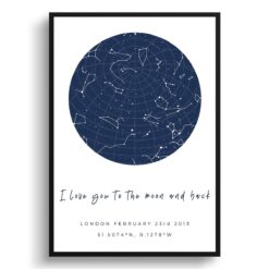 Classic White Background Custom Star Map - Personalized Constellation Map Print Framed & Unframed Wall Art 41 white background solid colour i love you to moon and back print front view white