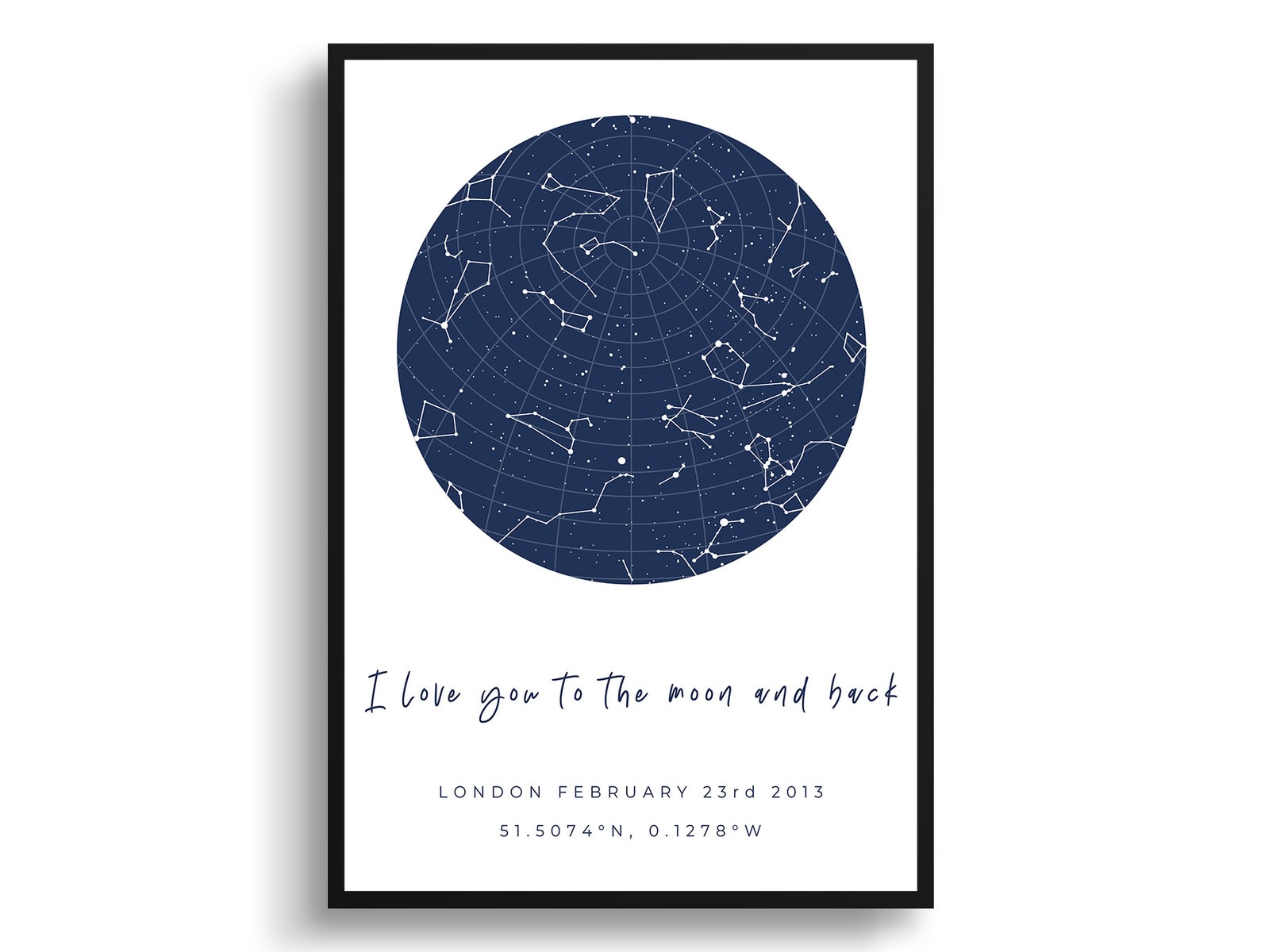 Classic White Background Custom Star Map - Personalized Constellation Map Print Framed & Unframed Wall Art 22 Classic White Background Custom Star Map - Personalized Constellation Map Print Framed & Unframed Wall Art - Image 20