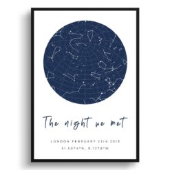 Classic White Background Custom Star Map - Personalized Constellation Map Print Framed & Unframed Wall Art 37 white background solid colour navy handwritten print front view white