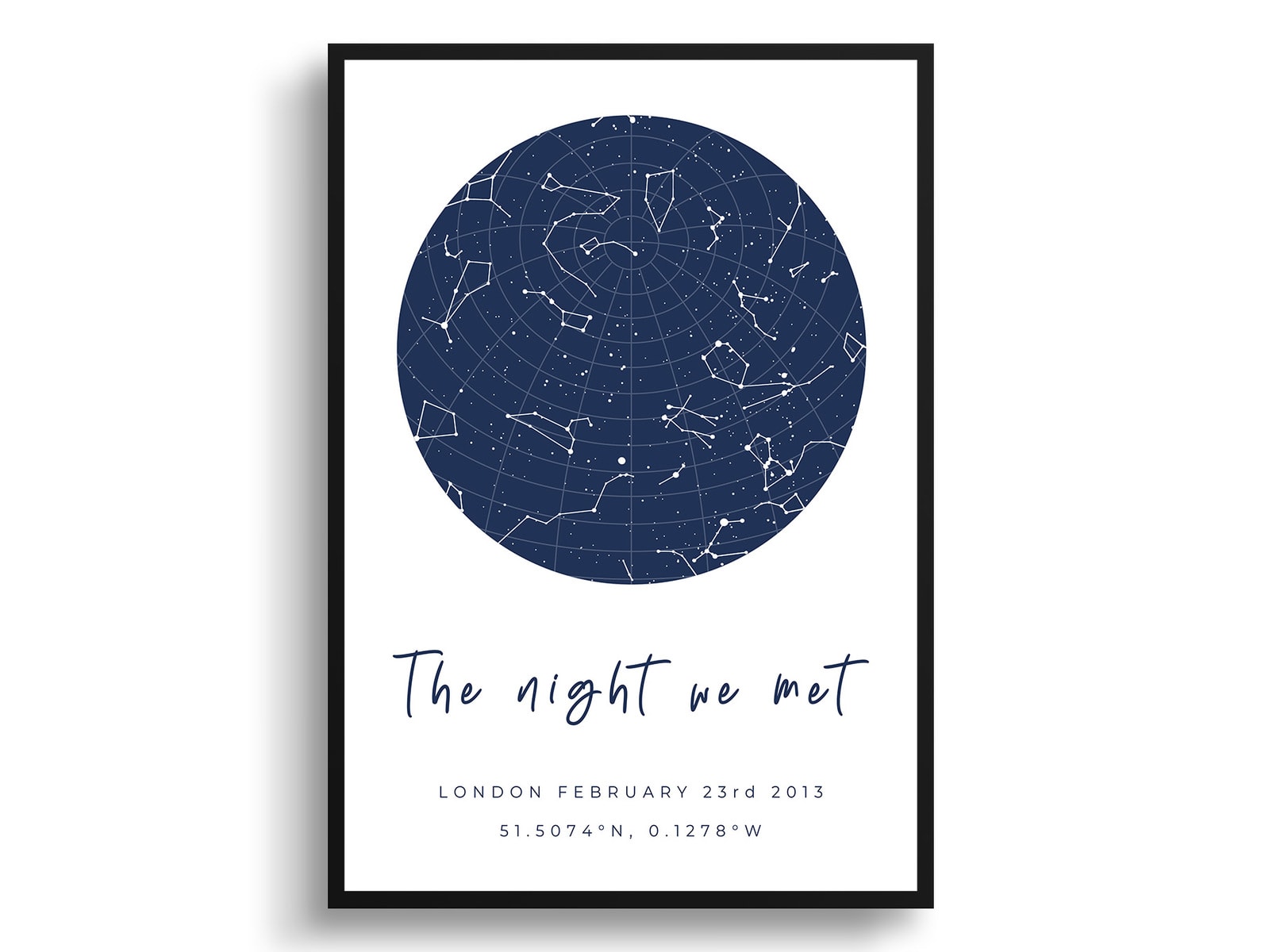 Classic White Background Custom Star Map - Personalized Constellation Map Print Framed & Unframed Wall Art 18 Classic White Background Custom Star Map - Personalized Constellation Map Print Framed & Unframed Wall Art - Image 16