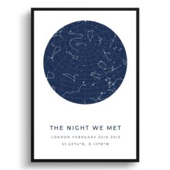 Classic White Background Custom Star Map - Personalized Constellation Map Print Framed & Unframed Wall Art 39 white background solid colour navy print front view white