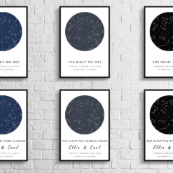 Classic White Background Custom Star Map - Personalized Constellation Map Print Framed & Unframed Wall Art 23 white background solid colour starmaps group
