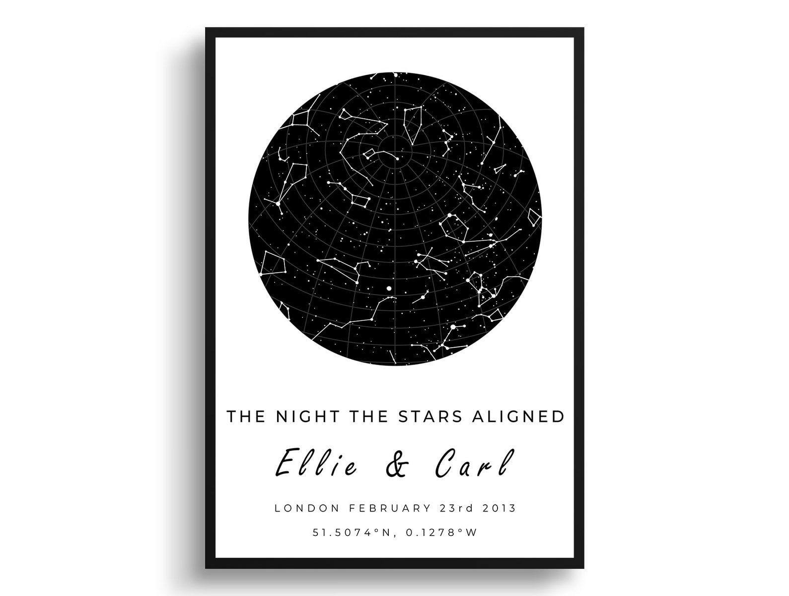 Classic White Background Custom Star Map - Personalized Constellation Map Print Framed & Unframed Wall Art 14 Classic White Background Custom Star Map - Personalized Constellation Map Print Framed & Unframed Wall Art - Image 12