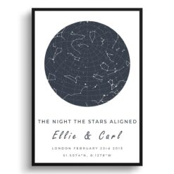 Classic White Background Custom Star Map - Personalized Constellation Map Print Framed & Unframed Wall Art 34 white background solid colour two lines graphite print front view white