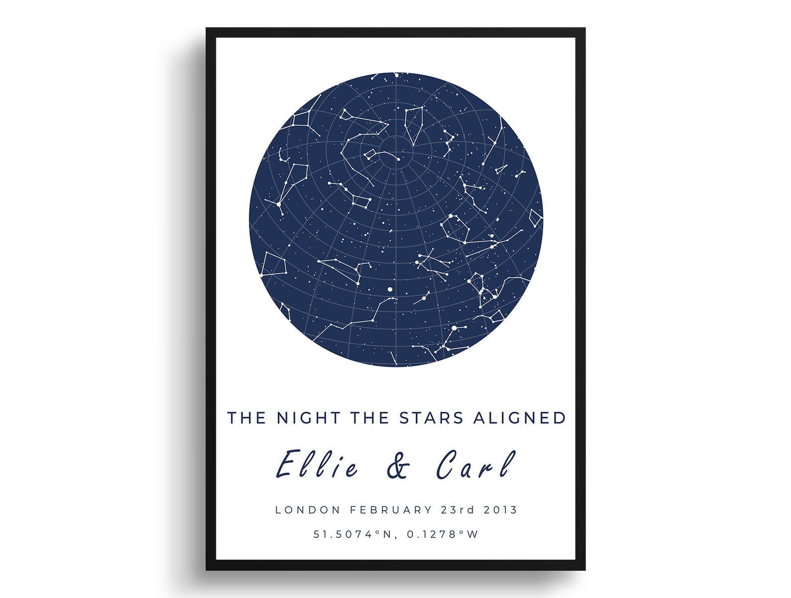 Classic White Background Custom Star Map - Personalized Constellation Map Print Framed & Unframed Wall Art 13 Classic White Background Custom Star Map - Personalized Constellation Map Print Framed & Unframed Wall Art - Image 11