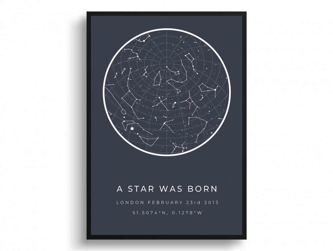 Custom White On Pink Star Map Phone Case - Personalized Constellation Map 9 white text solid colour a star was born print front view white
