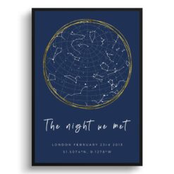 white text solid colour hand drawn navy gold circle print front view white