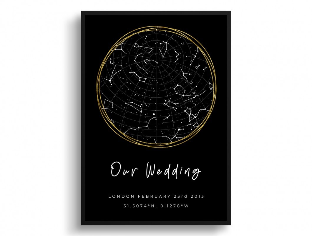 white text solid colour hand drawn our wedding print front view white