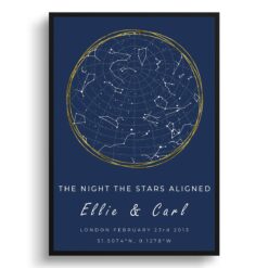 white text solid colour hand drawn two lines navy gold print front view white