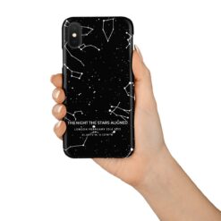 Custom White On Black Star Map Phone Case - Personalized Constellation Map 7 phone case white on black starmap in hand