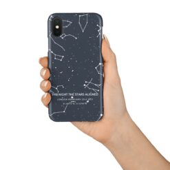 Custom White On Graphite Star Map Phone Case - Personalized Constellation Map 7 phone case white on graphite starmap in hand