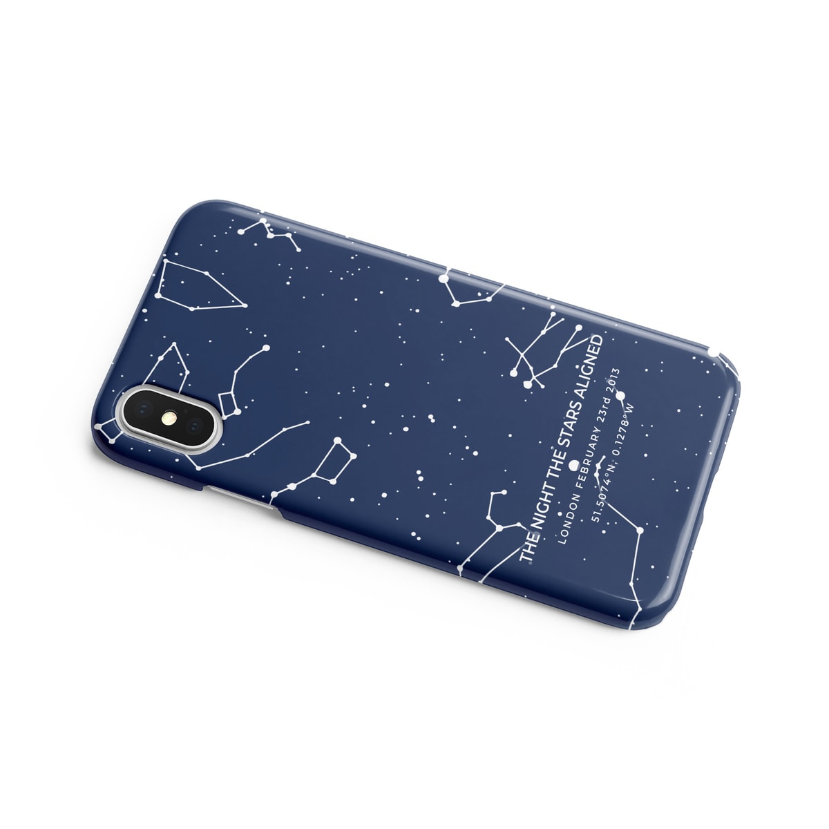 Custom White On Navy Star Map Phone Case - Personalized Constellation Map 4 Custom White On Navy Star Map Phone Case - Personalized Constellation Map - Image 2