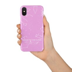 Custom White On Pink Star Map Phone Case - Personalized Constellation Map 6 phone case white on pink starmap in hand