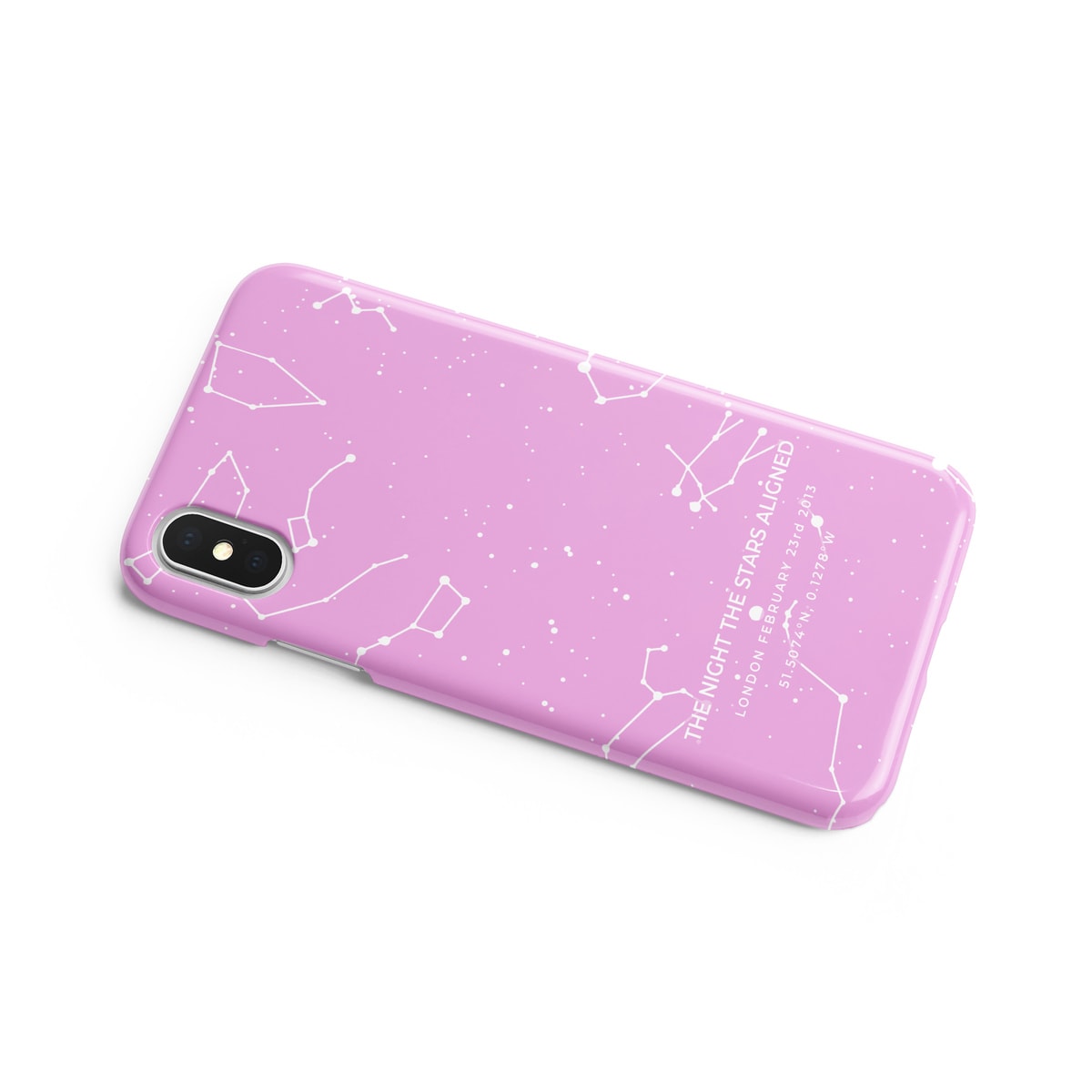 Custom White On Pink Star Map Phone Case - Personalized Constellation Map 3 Custom White On Pink Star Map Phone Case - Personalized Constellation Map - Image 2