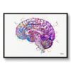 Brain (Side View) Watercolour Print Human Neurology Medical Doctor Office Clinic Wall Art 1 paint splash medical brain side framed art print front view white