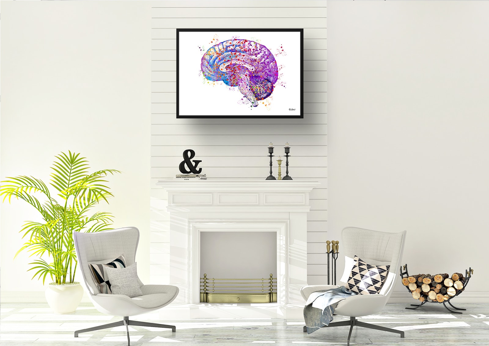 Brain (Side View) Watercolour Print Human Neurology Medical Doctor Office Clinic Wall Art 7 Brain (Side View) Watercolour Print Human Neurology Medical Doctor Office Clinic Wall Art - Image 5