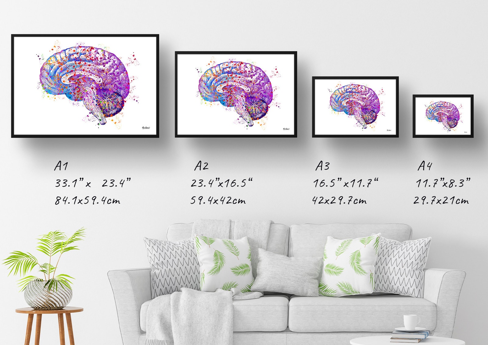 Brain (Side View) Watercolour Print Human Neurology Medical Doctor Office Clinic Wall Art 8 Brain (Side View) Watercolour Print Human Neurology Medical Doctor Office Clinic Wall Art - Image 6