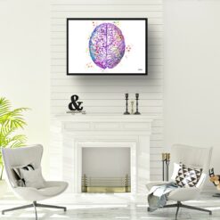 paint splash medical brain top landscape framed art print a4 office