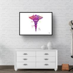 paint splash medical caduceus landscape framed art print 40x28 hall