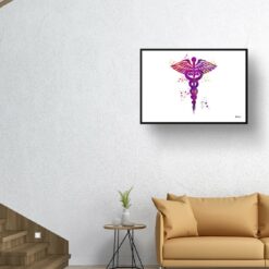 paint splash medical caduceus landscape framed art print 40x28 living room