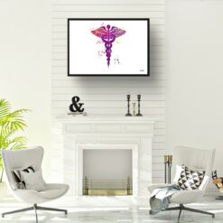 paint splash medical caduceus landscape framed art print a4 office