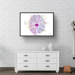 Digital Brain AI Watercolour Print Human Neurology Medical Doctor Office Clinic Wall Art 9 paint splash medical digital brain landscape framed art print 40x28 hall