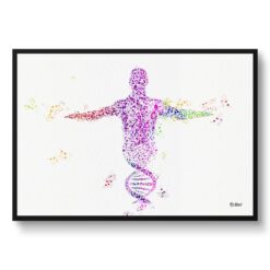 DNA Helix Figure Watercolour Print Human Neurology Medical Doctor Office Clinic Wall Art