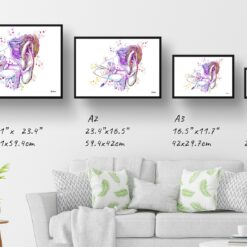Ear Canal Watercolour Print Audiologist Medical Doctor Office Clinic Wall Art 13 paint splash medical ear landscape framed art print size comparison