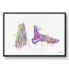Feet Bones Anatomy Watercolour Print Foot Medical Doctor Office Clinic Wall Art 1 paint splash medical feet framed art print front view white