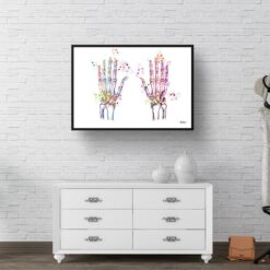 Hand Bones Anatomy Watercolour Print Hand Surgeon Medical Doctor Office Clinic Wall Art 9 paint splash medical hands landscape framed art print 40x28 hall